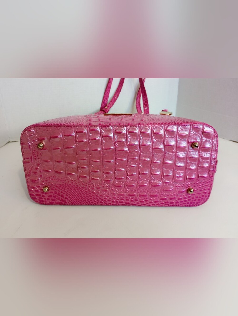 NWOT Brahmin Hibiscus 🌺 Ellen Tote, Crocodile Embossed Leather, Pink - Picture 10 of 14